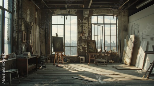 Sunlit Sanctuary: A Painter's Loft Studio with Expansive Windows