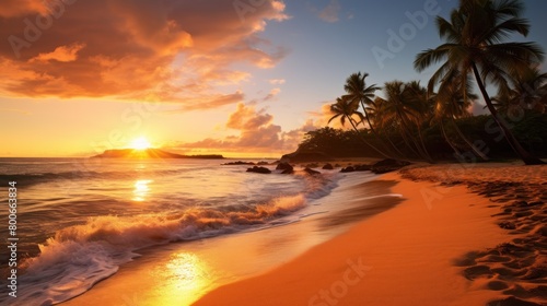 Stunning tropical sunset over the ocean © Balaraw