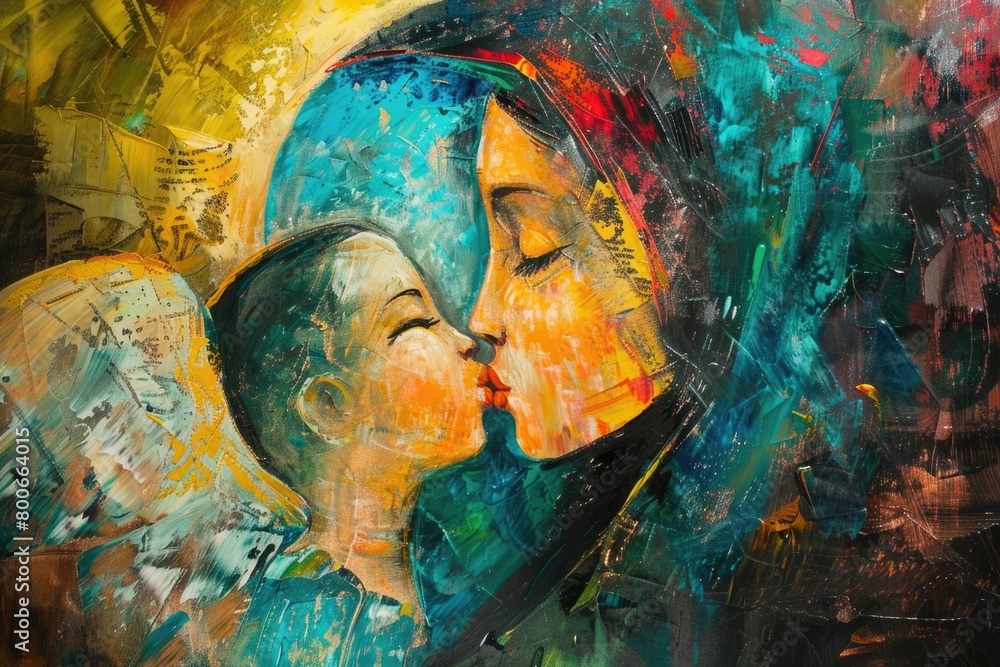 A touching image of a woman kissing a child, suitable for family and love concepts