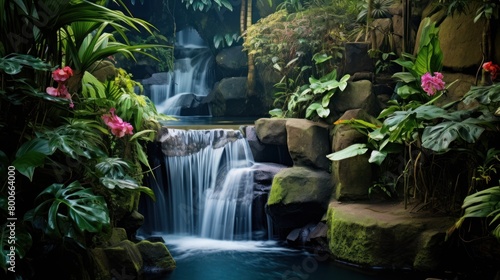 Lush Tropical Waterfall Oasis