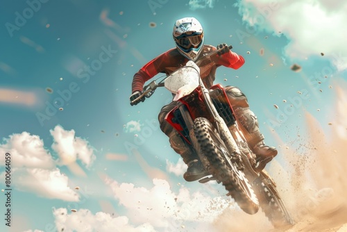 A person riding a dirt bike, suitable for sports themes © Fotograf