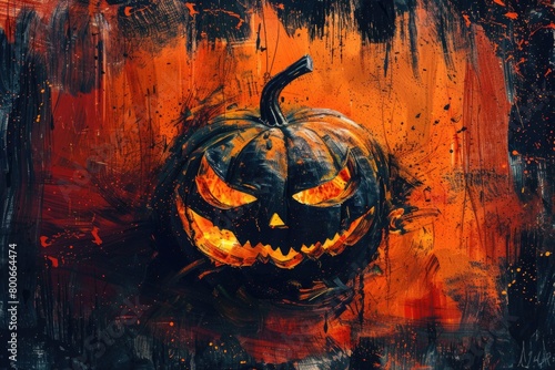 A spooky jack o lantern painting suitable for Halloween decorations