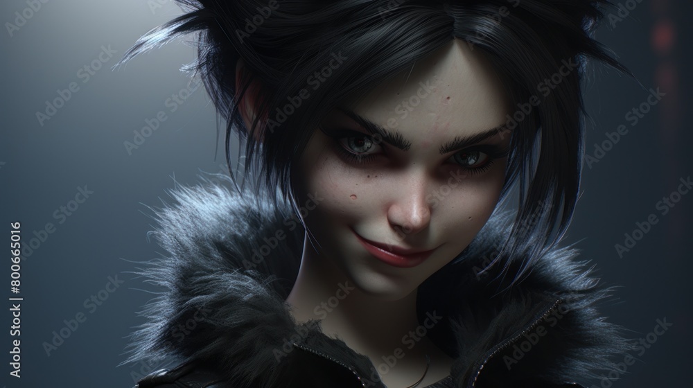 Intense Gaze of a Mysterious Woman