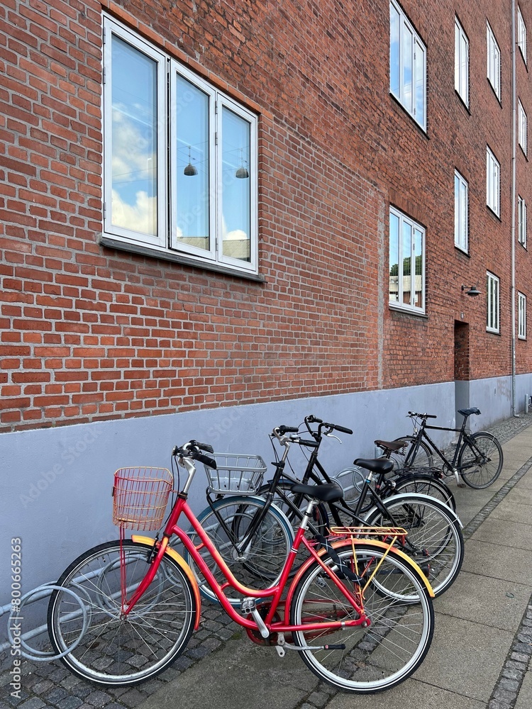 Red Bicycle in Copenhagen Denmark