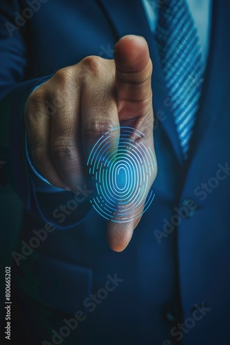 A man in a suit pointing with a ring on his finger. Suitable for business or relationship concepts