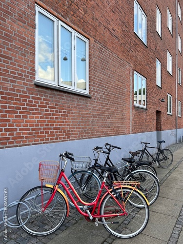 Red Bicycle in Copenhagen Denmark © Smiling