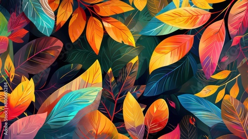 Wallpaper Mural colorful leaves wallpaper Torontodigital.ca