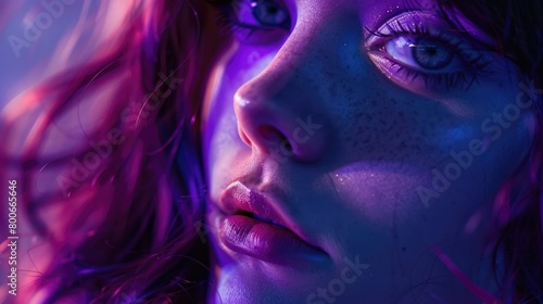 Close up of a woman with freckles  suitable for beauty or skincare concepts