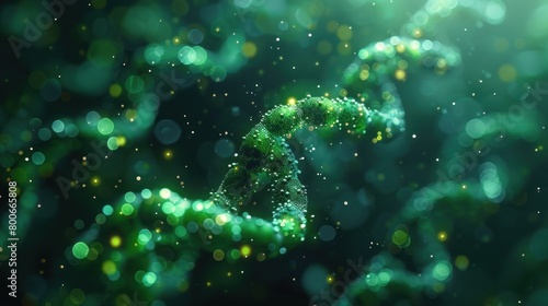 DNA macro chain. Very detailed rendering. Green color. Scientific background or medical background. Suitable for posters, book covers