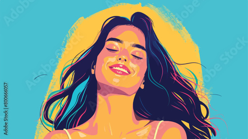 Portrait of happy beautiful young woman on color background