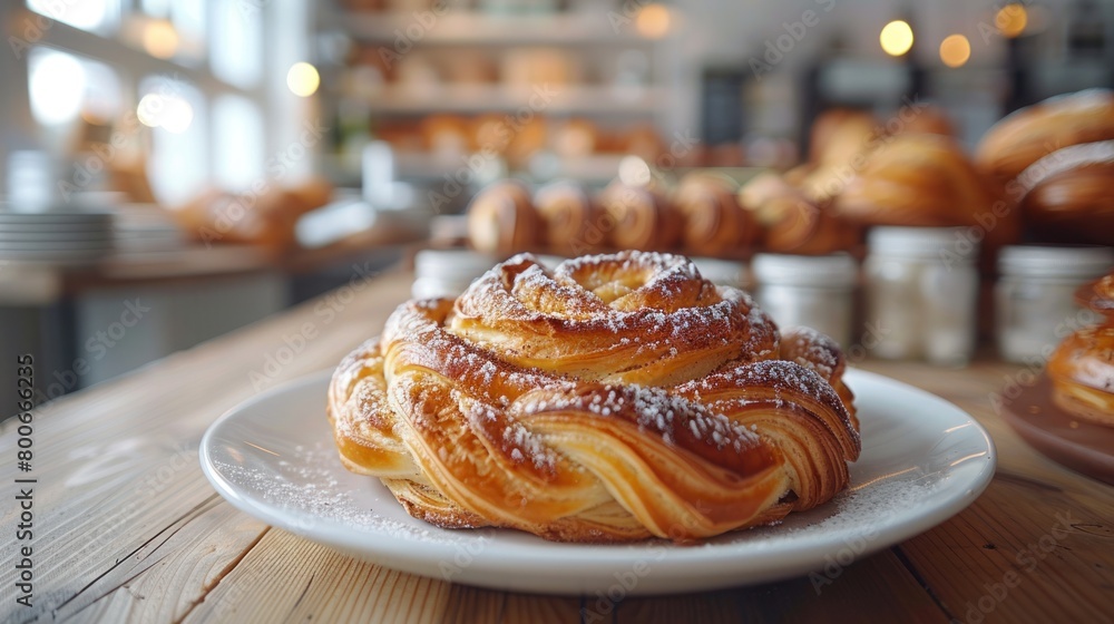 portrait of Cinnamon and cardamom buns in a ceramic plate portrait of Cinnamon and cardamom buns in a ceramic plate