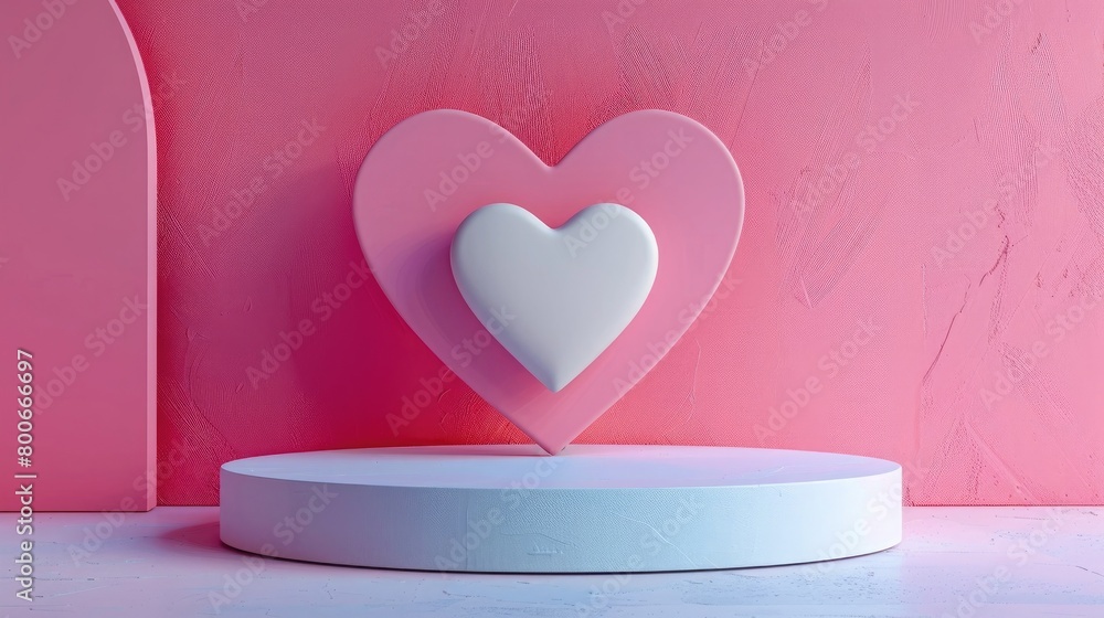 Beauty fashion podium background with heart shaped