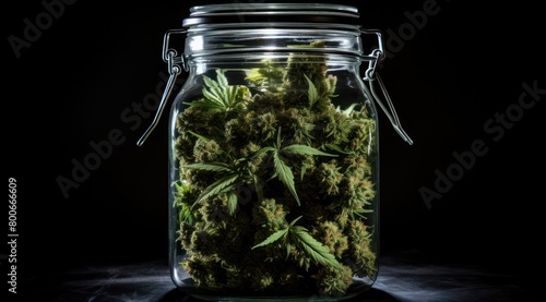 Marijuana buds in a glass jar