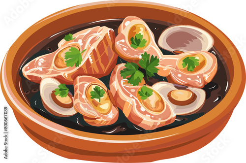 Illustration of a bowl of pork loin japanese food