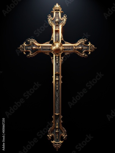 Wallpaper Mural Ornate Golden Cross on Black Background Torontodigital.ca