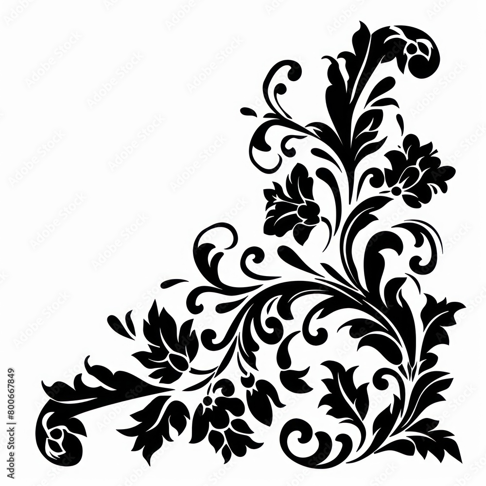 Ornament in stencil style, minimalist in flat black color with white background Ornament in stencil style, minimalist in flat black color with white background