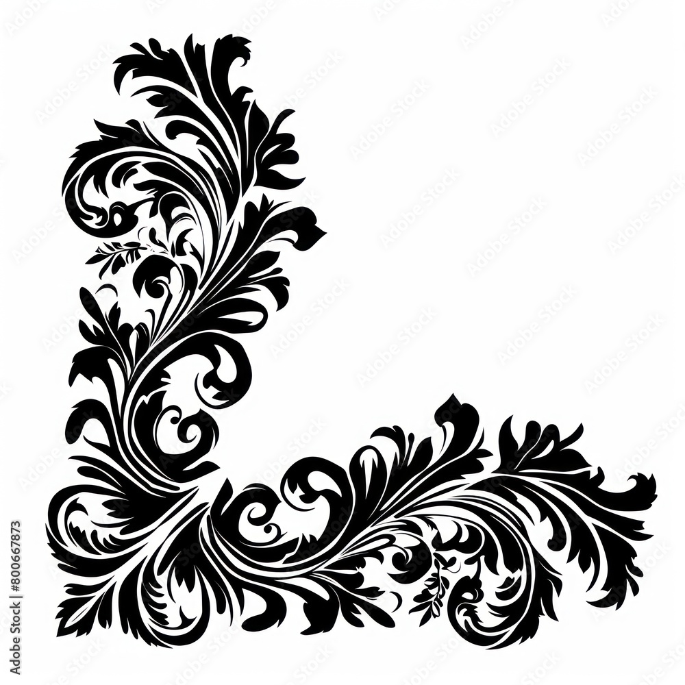 Ornament in stencil style, minimalist in flat black color with white background Ornament in stencil style, minimalist in flat black color with white background
