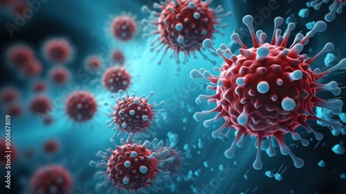 Microscopic view of coronavirus cells © Balaraw