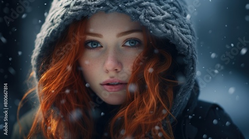 Captivating Redhead in Winter Wonderland