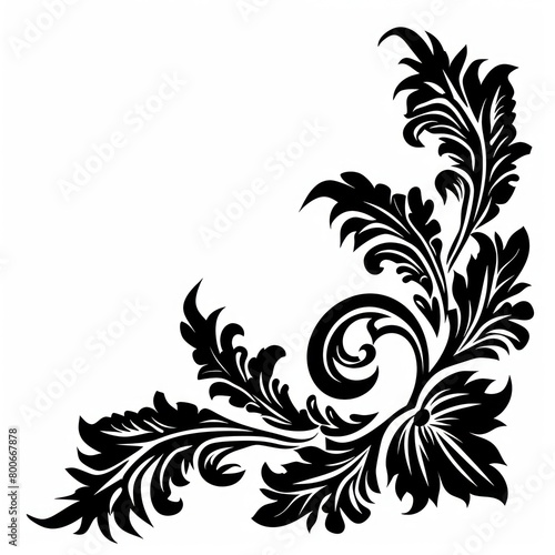 Ornament in stencil style, minimalist in flat black color with white background