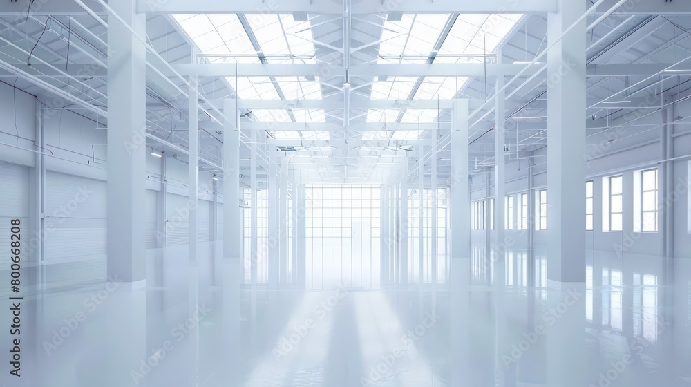 large modern white warehouse interior