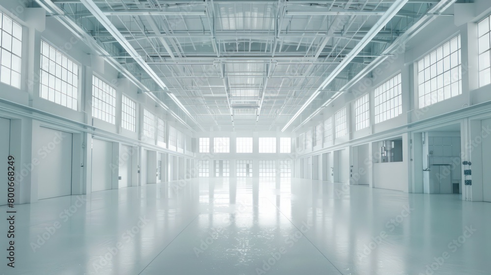 large modern white warehouse interior