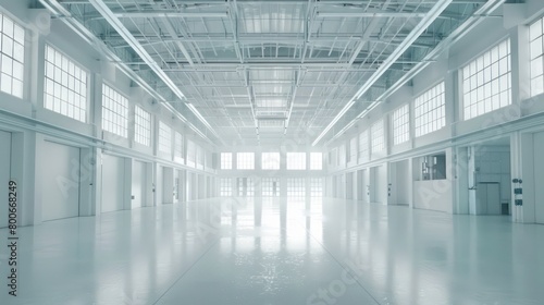 large modern white warehouse interior