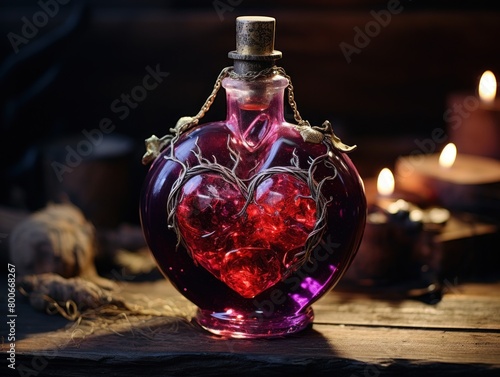 Enchanting Potion Bottle with Glowing Heart