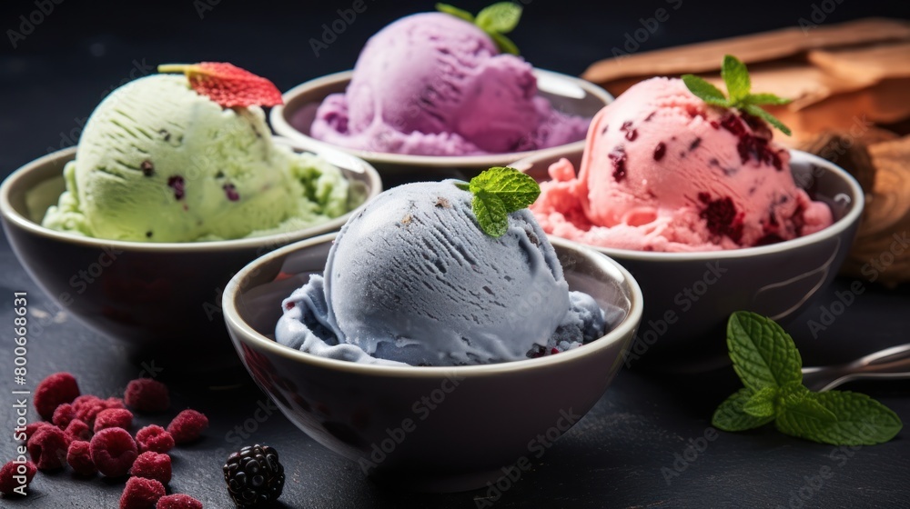 Assortment of Colorful Ice Cream Scoops
