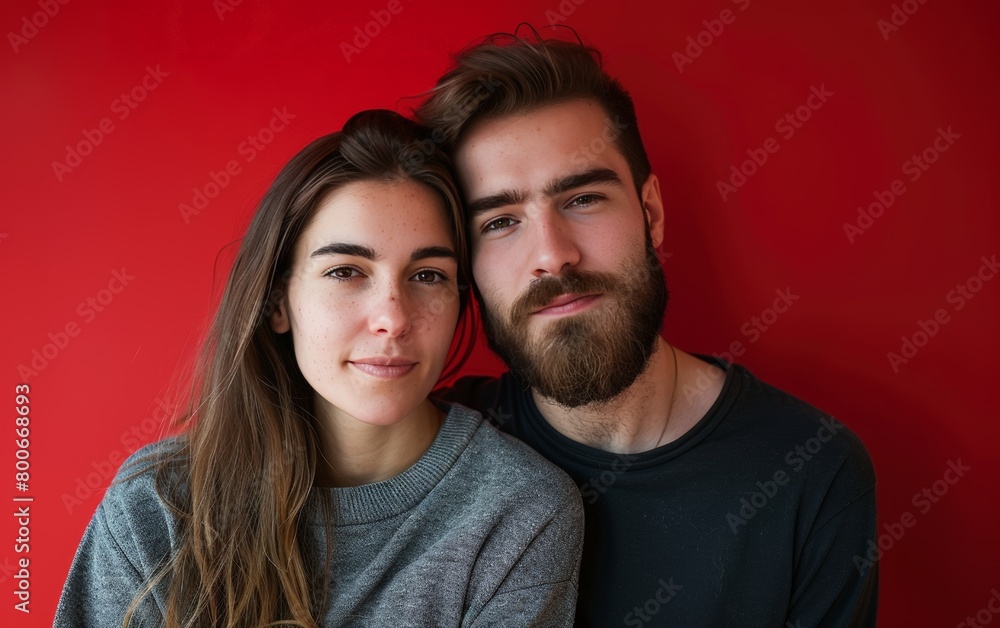 Obraz premium Loving Embrace of a Young Romantic Couple. Generative AI.