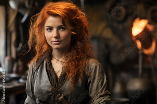 Captivating redhead with windswept hair
