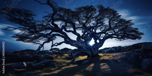 Majestic Tree Under Starry Night Sky