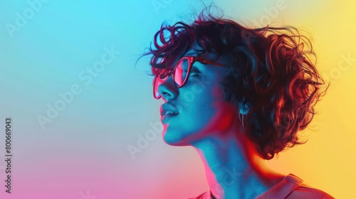 youth and lively in Memphis style, blue gradient background photo