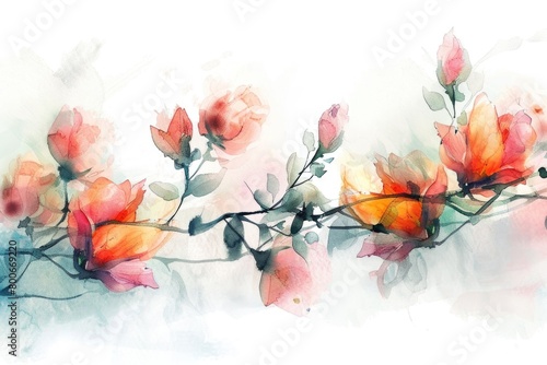 Colorful flowers painted on a clean white background. Suitable for various design projects