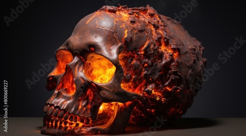 Fiery Skull Sculpture