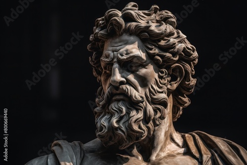 Dramatic Sculpture of Bearded Man