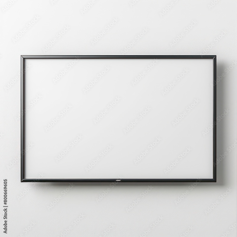 mockup of a thin black picture frame border with a blank screen in light interiors mockup of a thin black picture frame border with a blank screen in light interiors