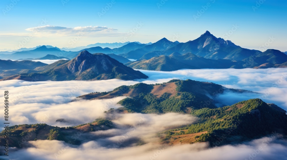 Majestic mountain landscape with clouds Majestic mountain landscape with clouds
