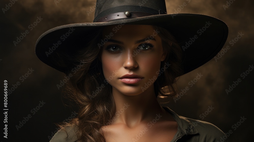 Mysterious woman in wide-brimmed hat Mysterious woman in wide-brimmed hat