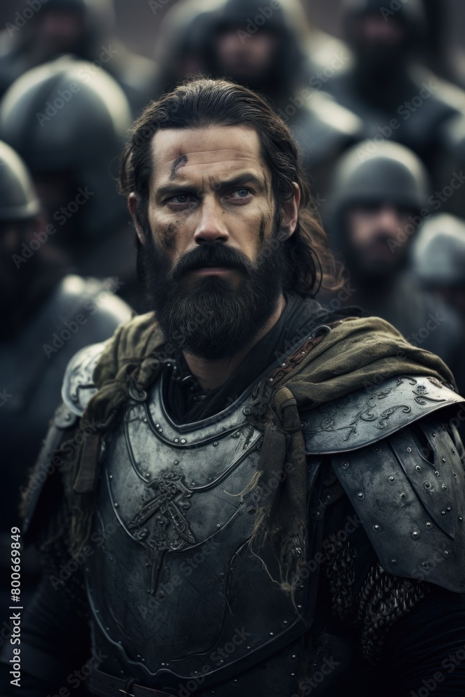 Obraz premium Rugged warrior with a determined expression