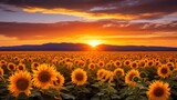 Stunning Sunset Over Sunflower Field