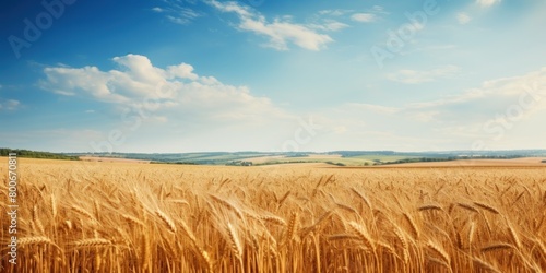 Scenic Countryside Landscape with Golden Wheat Field