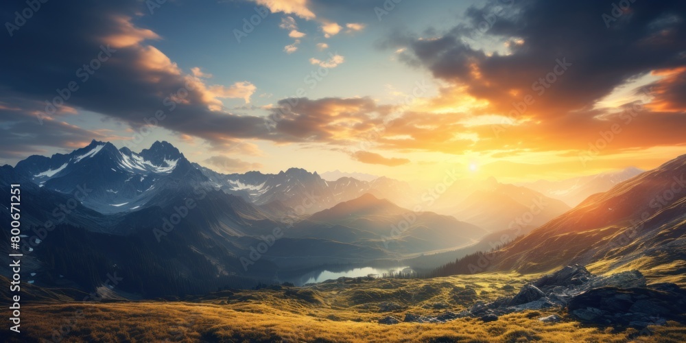 Majestic Mountain Landscape at Sunset