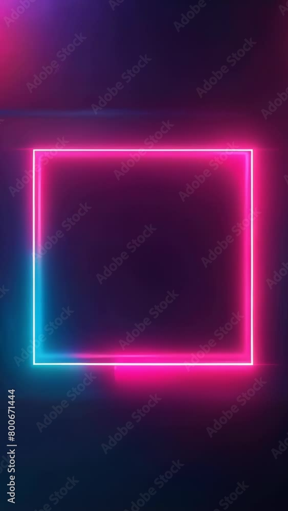 A neon colored square with a blue and pink glow A neon colored square with a blue and pink glow