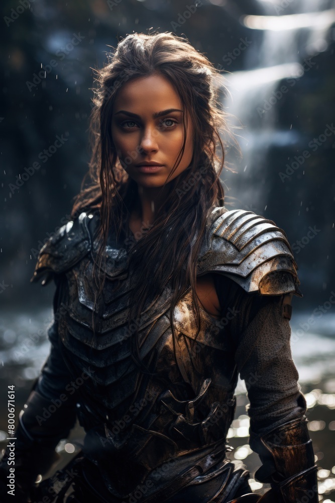 Fierce female warrior in the snow Fierce female warrior in the snow