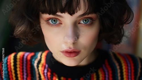 Captivating gaze of a young woman