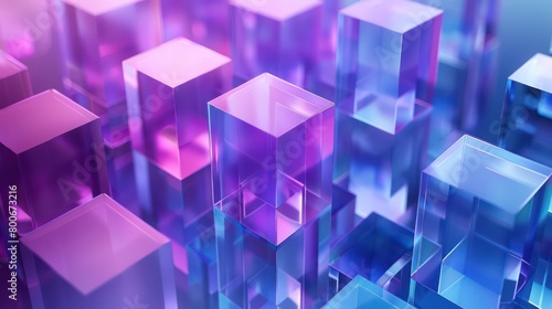 Technological elements, purple and blue transparent gradient like frosted glass