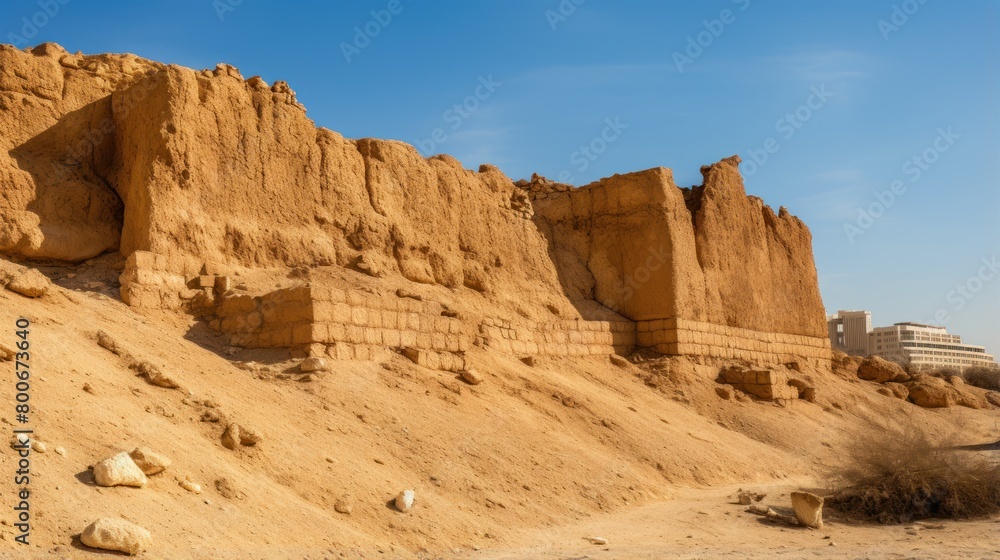 Rugged desert landscape with rocky cliffs