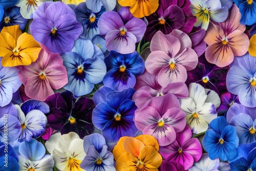Rainbow Riot  A Kaleidoscope of Vibrant Pansies in a Colorful and Lively Pattern