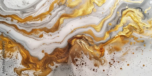 white and gold liquid texture marble background